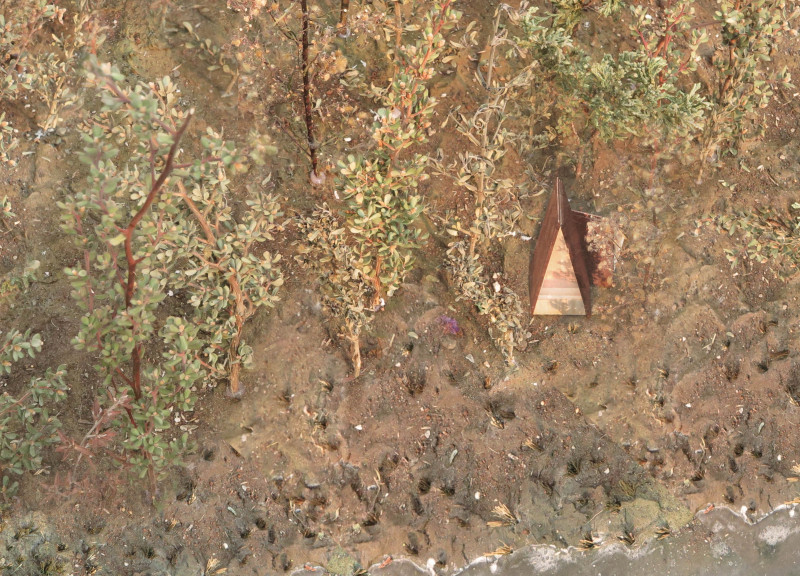 Triangular Void Cabin Made of White Pine and Reclaimed Wood in Forest Retreat