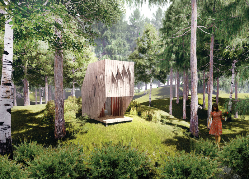 Sound Wall Retreat Built with Wood and Concrete for Mindful Living