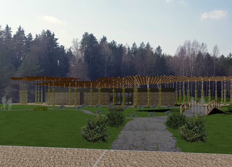 Natural Stone Facade with Classroom Views Overlooking Bog Ecosystems