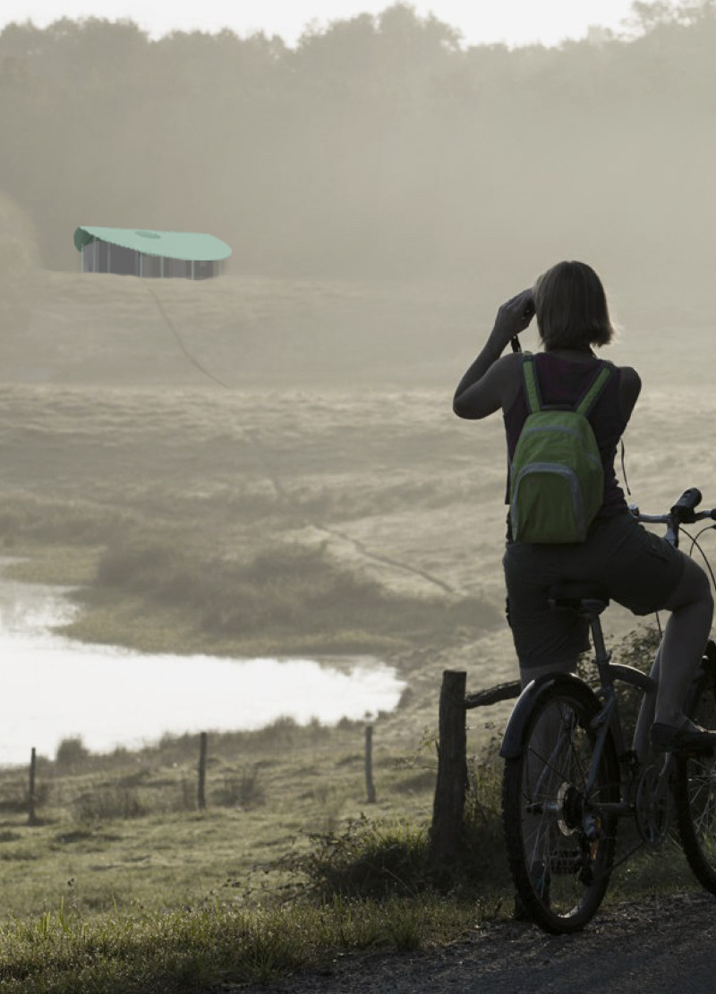 Color-Coded Shelters with Wooden Boxes and Steel Canopies Along the Ev6 Route