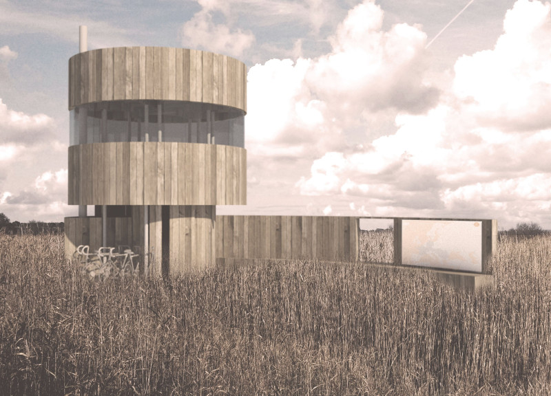 Circular Shelter Featuring Natural Wood and Steel Frame for Cyclists