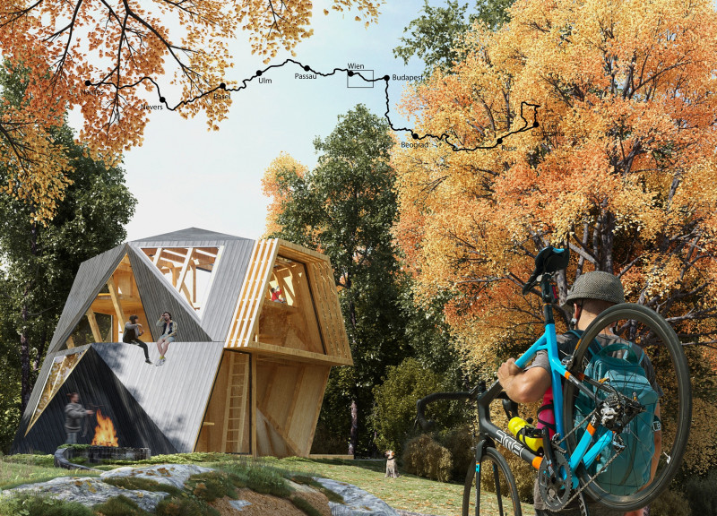 Reclaimed Timber Modules Along the Eurovelo Route