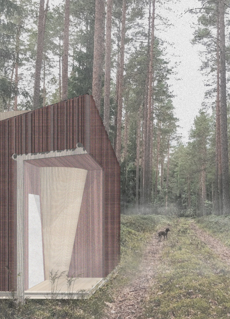 Meditative Retreat in Concrete and Timber Cones Amidst Lush Forest