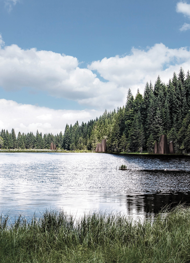 Conic Wooden Structures with Circular Layouts for Quiet Reflection