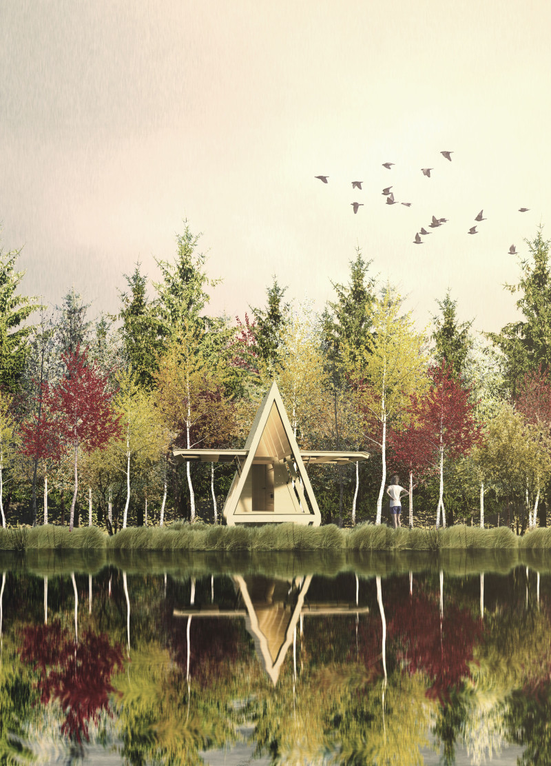 Cork Cladding and a-Frame Design in a Forest Retreat