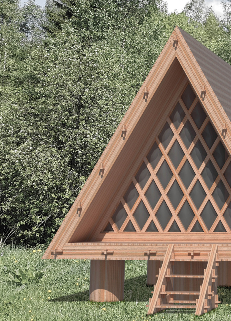 Recycled Plastic Pillows and Fir Wood Create a Tranquil Retreat