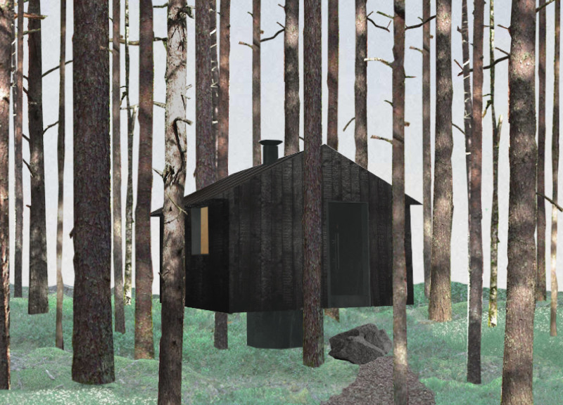 Charred Wood Cladding and Blackened Steel Create Harmonious Shelter Among Nature