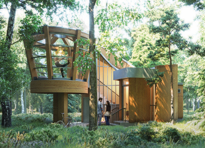 Curvilinear Form Enhanced by Glue-Laminated Timber and Panoramic Views for a Sustainable Retreat