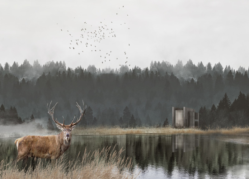 Tatami-Floored Retreat with Polycarbonate Louvres in a Forest Setting