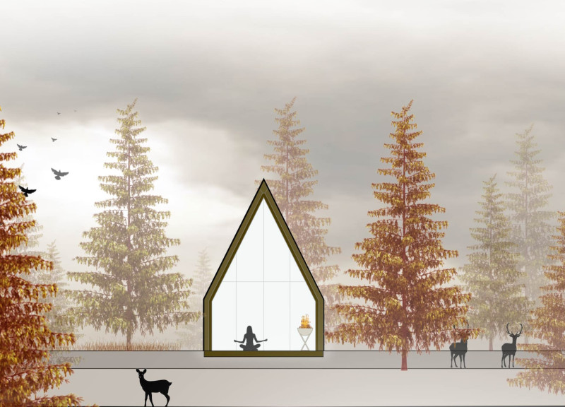 Meditative Living Within Glazed Wooden Panels and Natural Surroundings