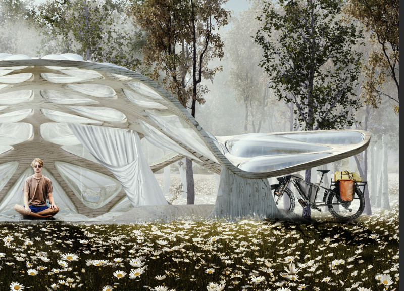 Air Cushions and Timber Modules for Cycling Rest Stops