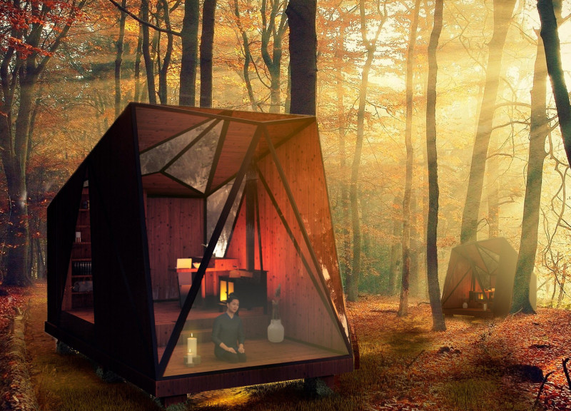 Sloped Roof Cabins with Sandwich Panel Facades and Eco-Friendly Features