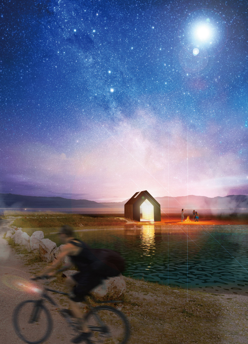 L-Shaped Steel Framework with Folding Doors Integrated into Rural Landscapes