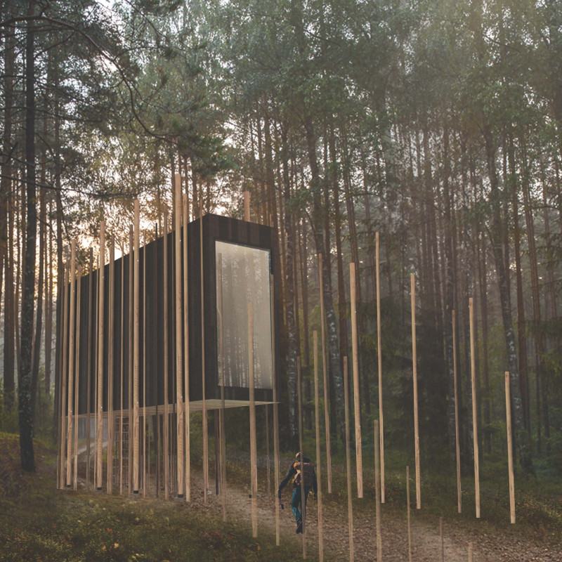 Charred Spruce Cabins Elevating Mindfulness in a Latvian Forest
