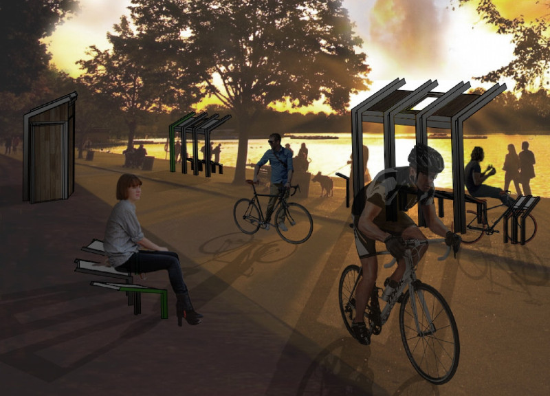 Timber Cladding and PV Panels Form Functional Rest Stops for Cyclists