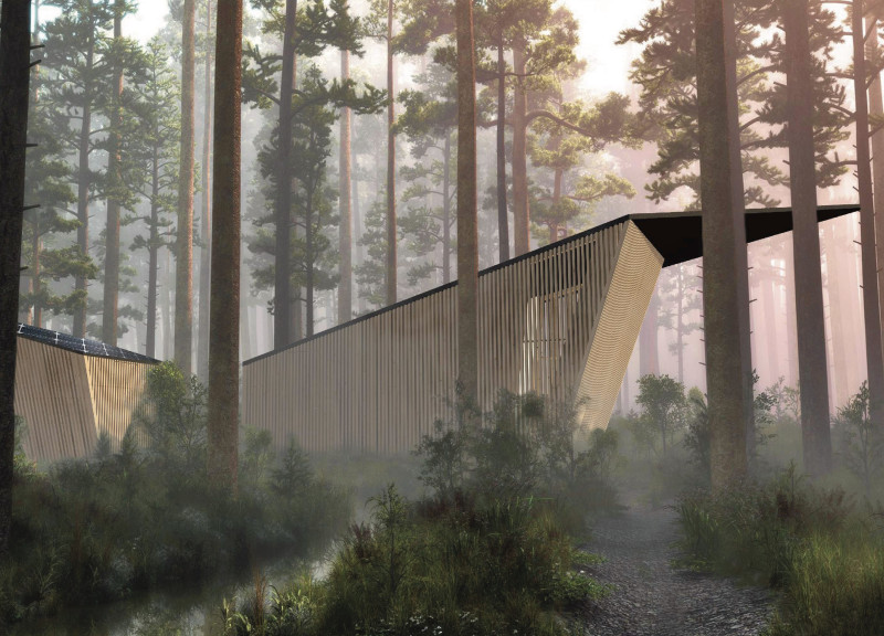 Pine Wood Cabins Featuring Integrated Rainwater Systems for Quiet Retreats