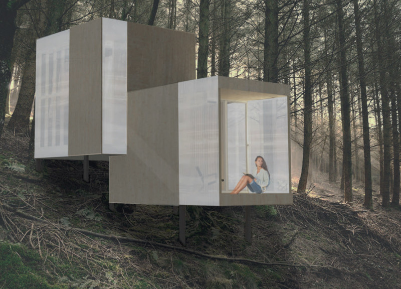 Meditative Space Crafted with Birch and Polycarbonate Panels
