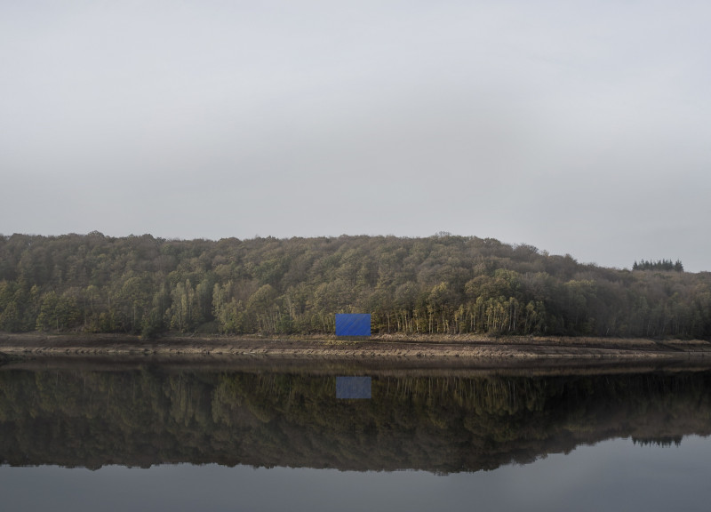 Deep Blue Triangular Prisms for Meditation in a Lush Forest Setting