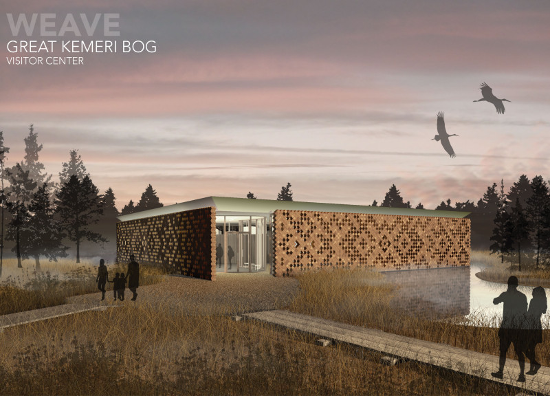 Woodscreen Facade Enveloping a Contemplative Courtyard in a Sustainable Visitor Center