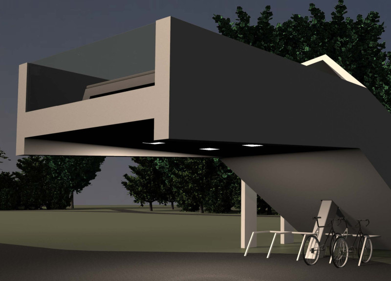 Cantilevered Canopy with Integrated Racks for Cyclists