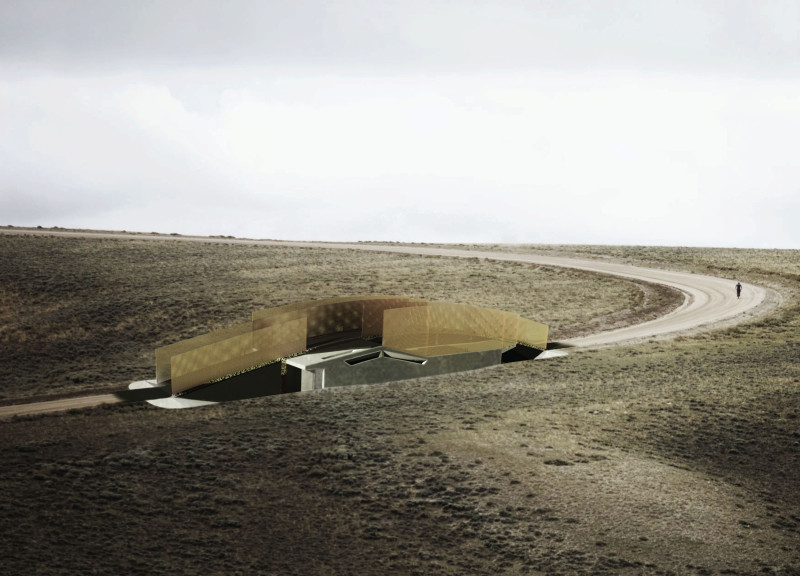 Subterranean Rest Stop Crafted from Rammed Earth and Integrated Solar Panels
