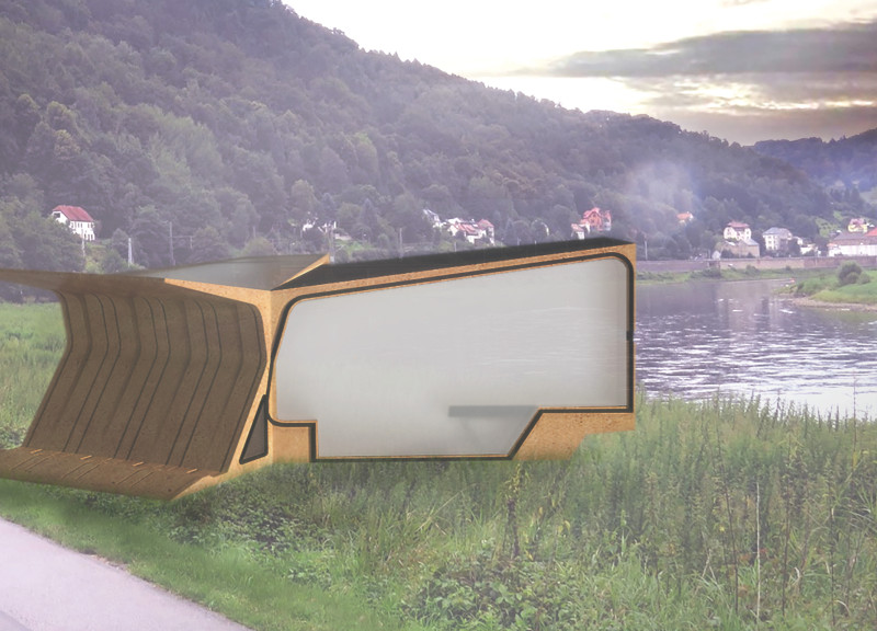 Translucent Polycarbonate Shelter with Recycled Aluminum Elements Supporting Community Engagement for Cyclists