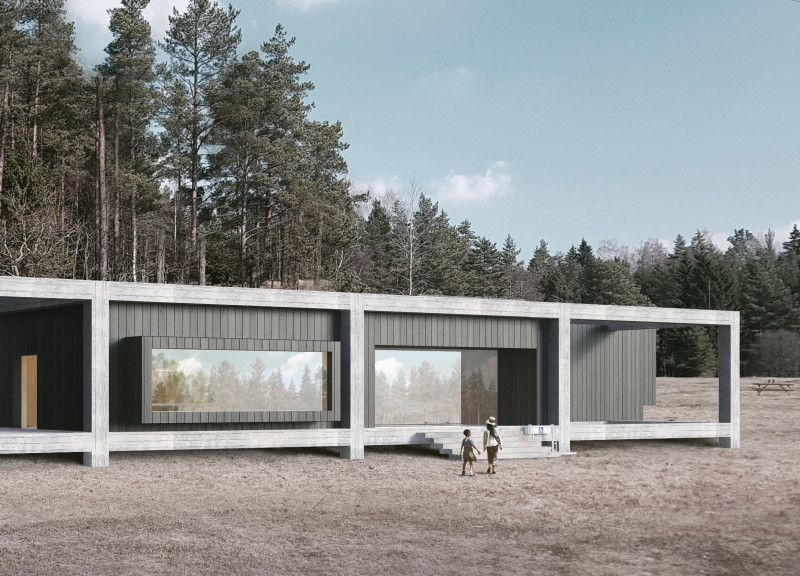 A Nature-Integrated Visitor Center with Panoramic Forest Views