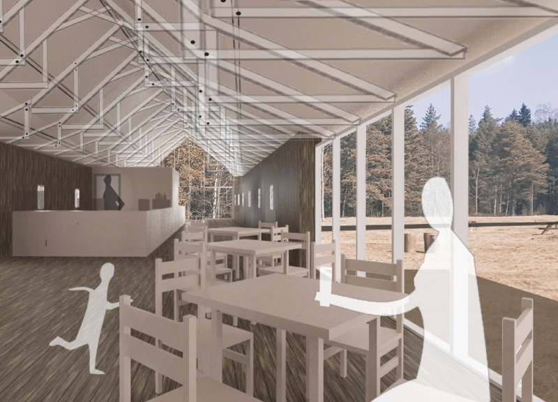 Thatch Roof and Wooden Grid Enhance Visitor Experience in Natural Ecology