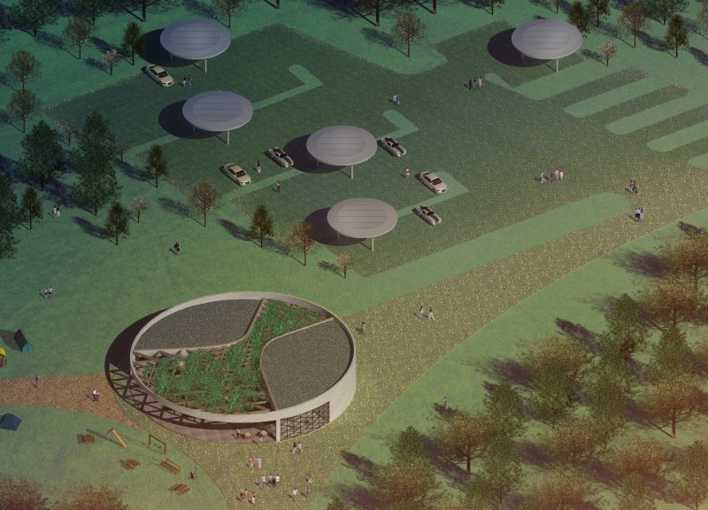 Leaf-Shaped Volumes with Wooden Path Integrate Nature and Visitor Experiences