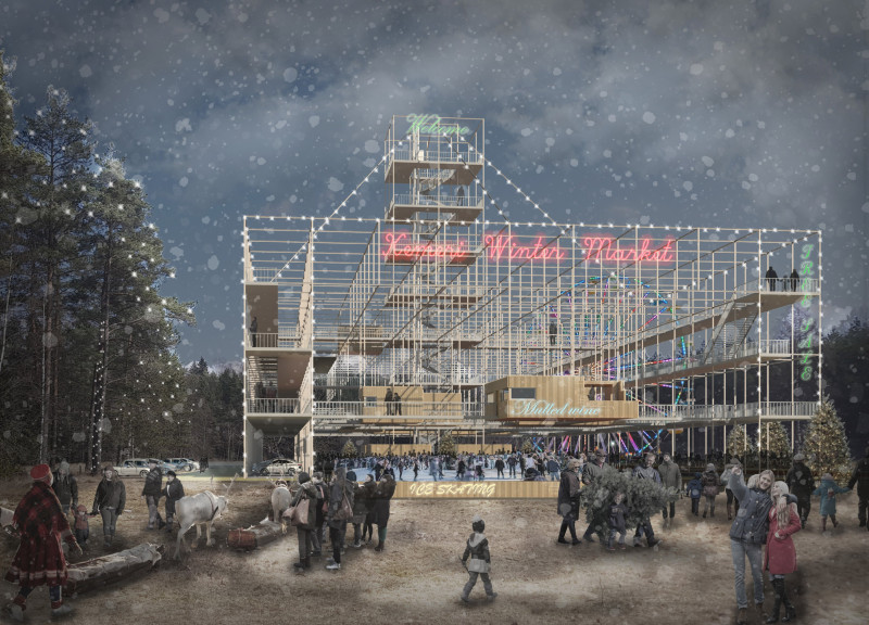 Elevated Timber Canopy with Panoramic Viewing Tower and Seasonal Community Spaces