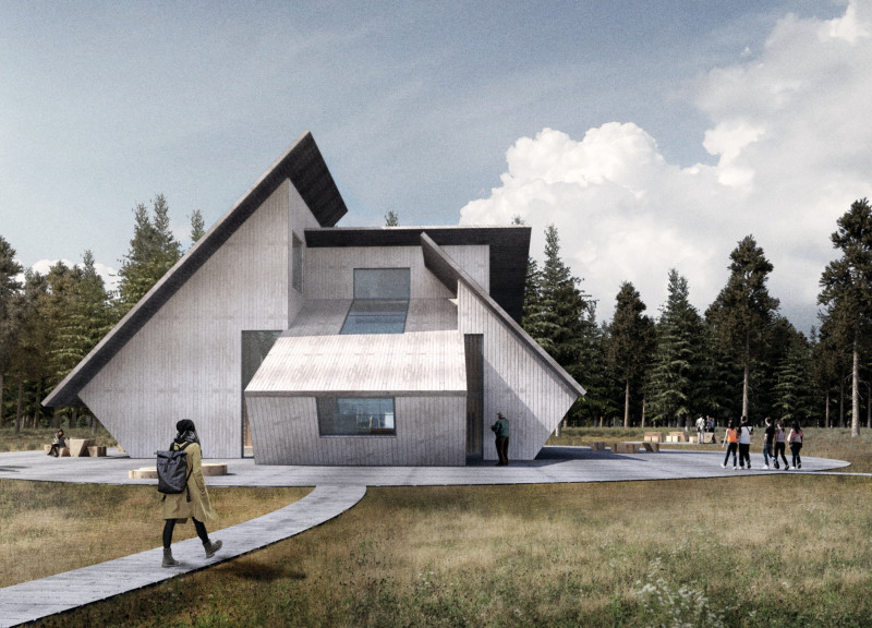 Angled Roofs and Natural Pine Create a Visitors Center Embracing the Bog Ecosystem