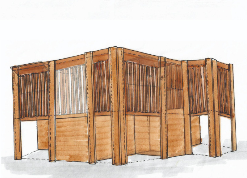 Engineered Thermowood Shelter Along Eurovelo Pathway