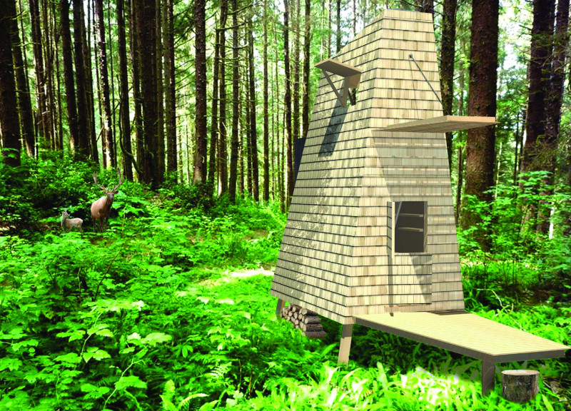 Cross-Laminated Timber Retreats Enhanced by Charred Wooden Shingles in a Serene Forest Setting