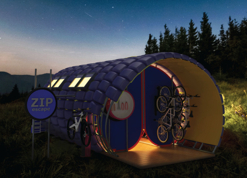 Waterproof Fabric Shelters with Integrated Solar Panels for Cyclist Amenities