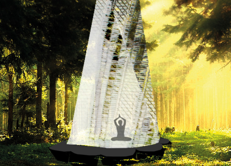 Translucent Fabric Tents Integrating Earth Closets and Natural Surroundings