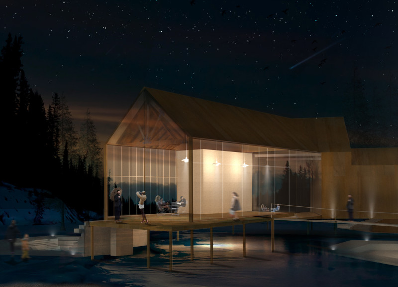 Elevated Visitor Center with Clear Glass and Seasonal Programming in a Unique Bog Environment