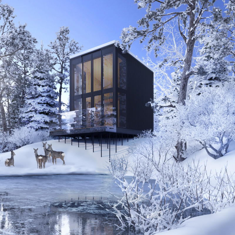 Hempcrete Retreat with Spruce Framework in Lithuanian Forest