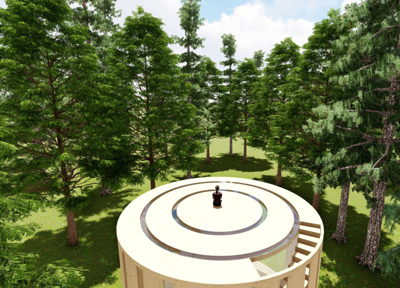 Rotating Columns and Solar Integration in a Nature-Focused Retreat