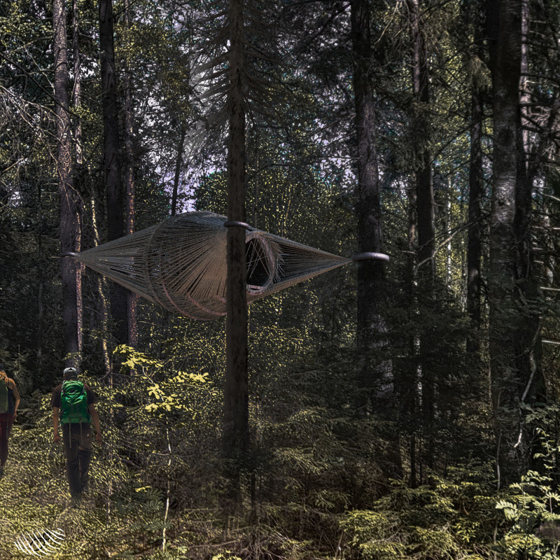 A Suspended Cabin for Solitary Forest Meditation