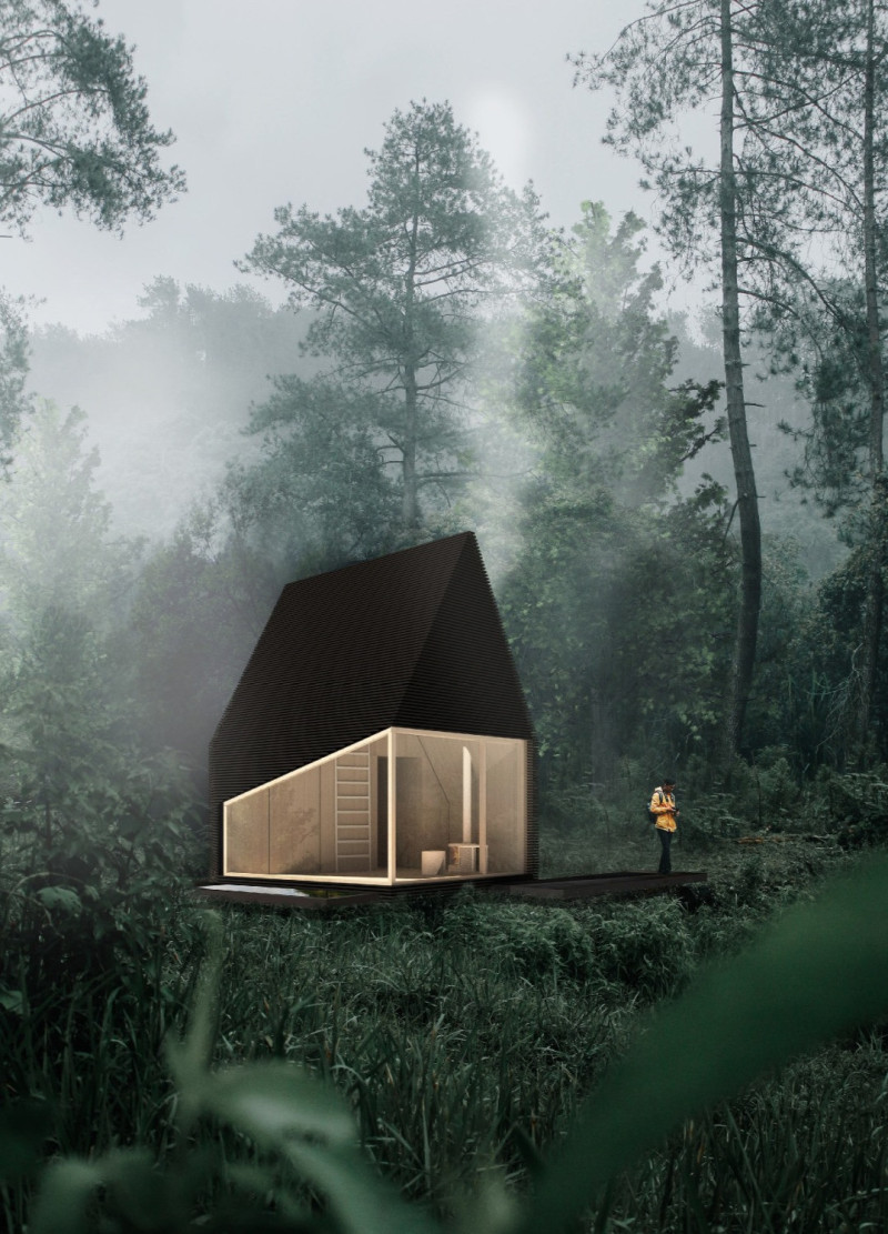 Charred Cladding and Cross-Laminated Timber Embrace Tranquility in a Forest Retreat