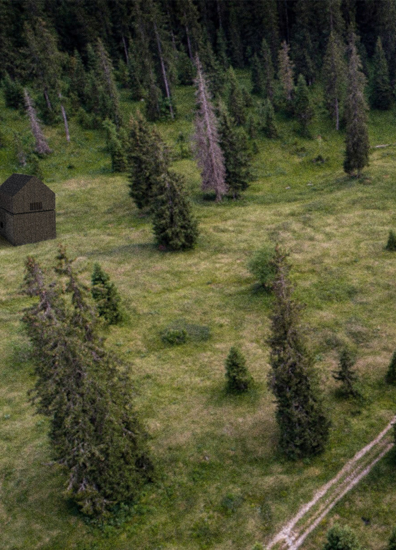 Korean Bell and Skylights Define a Tranquil Meditation Cabin in the Forest