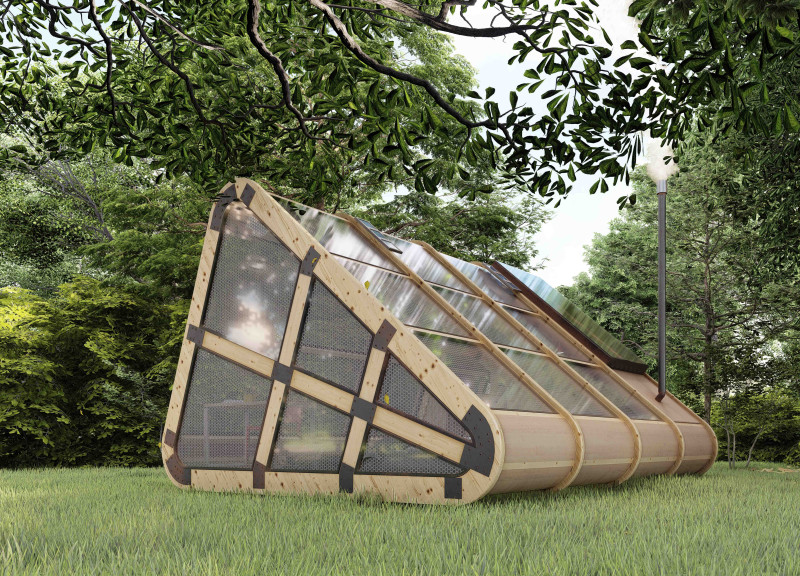 Floating Cabin Featuring Perforated Panels and Sustainable Water Management