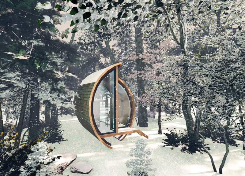 Embracing Nature Through Warm Wood and Recycled Fabrics in a Meditation Space