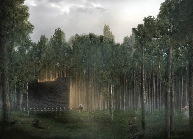 Fire-Charmed Wood Shakes Enhance Tranquility in Sustainable Retreat Cabin