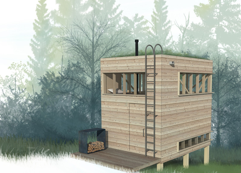 Whispers of Nature in Brown Wood Paneling and Sustainable Cabins for Quiet Reflection