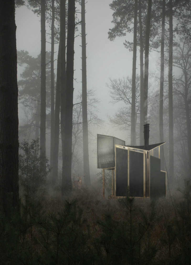 Timber Cabin with Elevated Meditation Space in a Forest Retreat