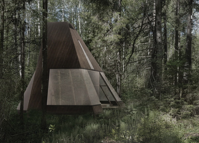 Canvas Canopy and Spruce Elements Enhancing Quiet Meditation Space