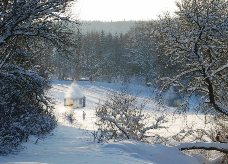 Circular Cabins Crafted from Larch Shingles Integrating Sustainable Design Principles for Meditative Retreats