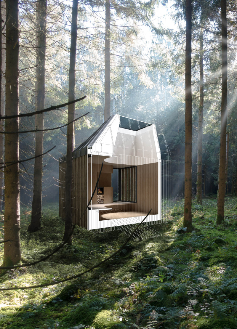 Rainwater Harvesting Cabin with Standing Seam Metal Roofing and Local Timber Cladding