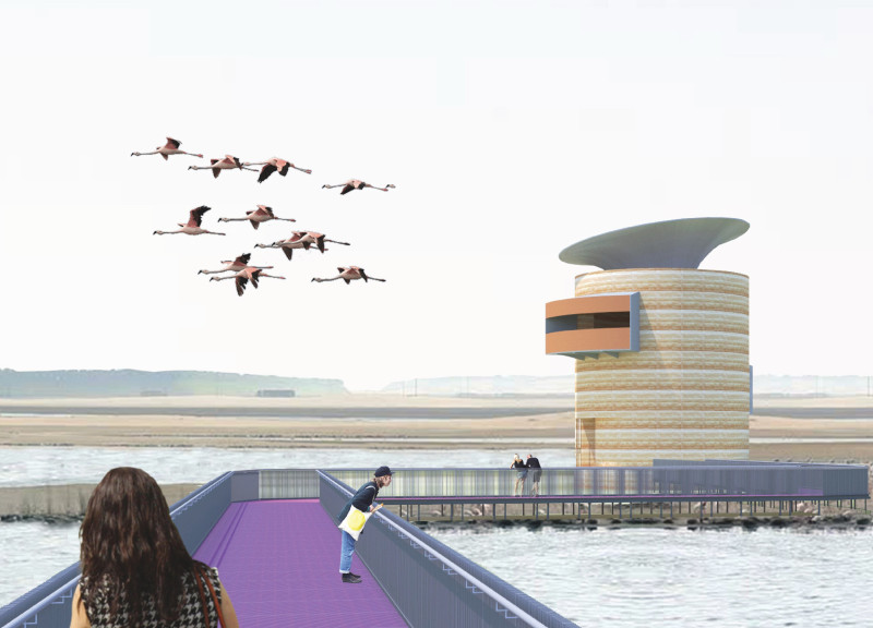 Rammed Earth Walls and Conical Canopy Enrich Wetland Observation Experience